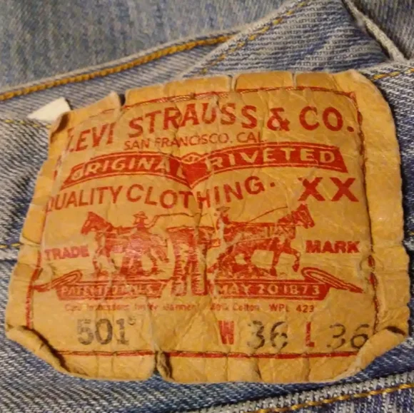 Levi 501 Jeans Men's 36X36 Light Wash Denim Button Fly Classic Red tab Destroyed - Picture 8 of 12